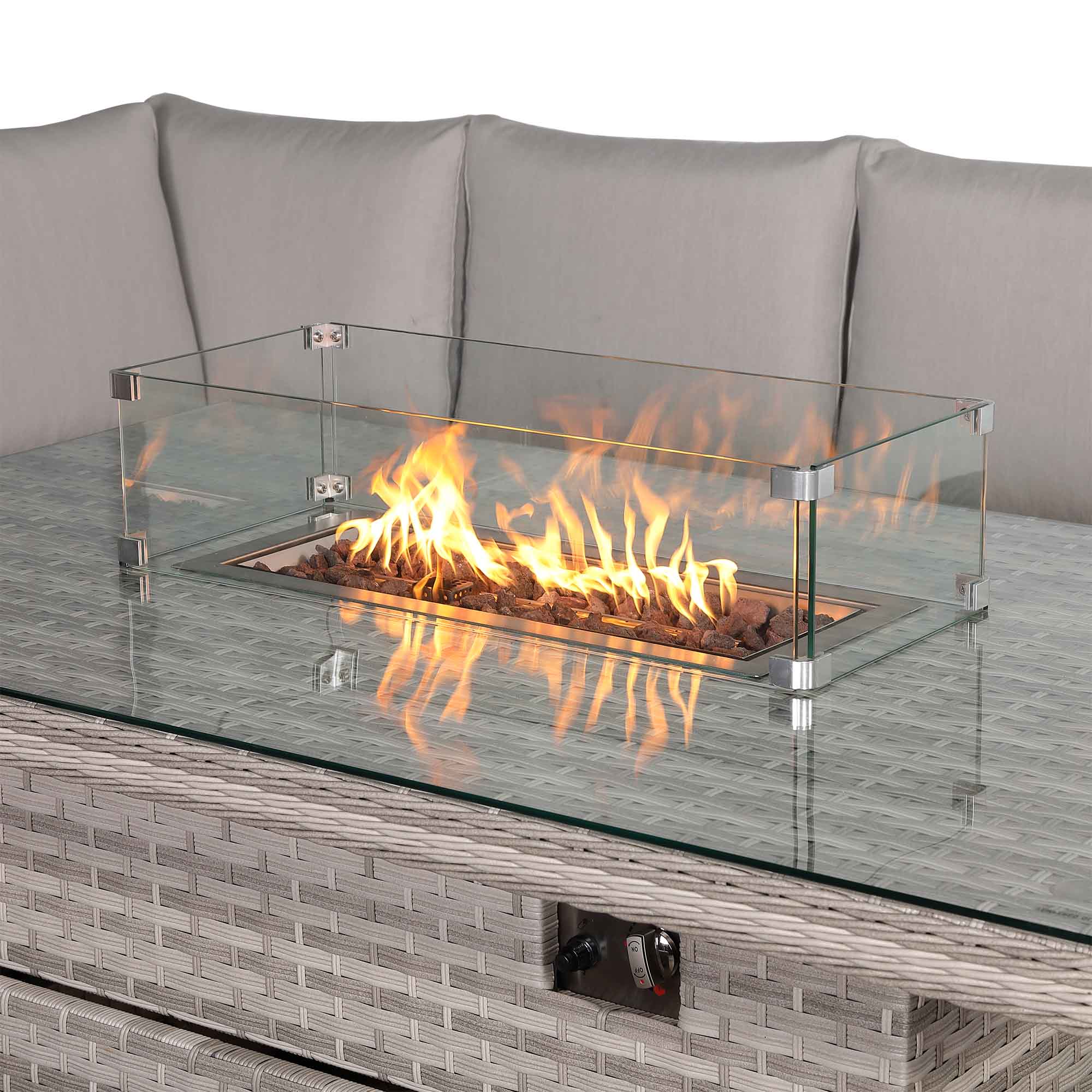 Havana Range High Back Right Hand Corner Sofa Set with Fire Pit Rising Table