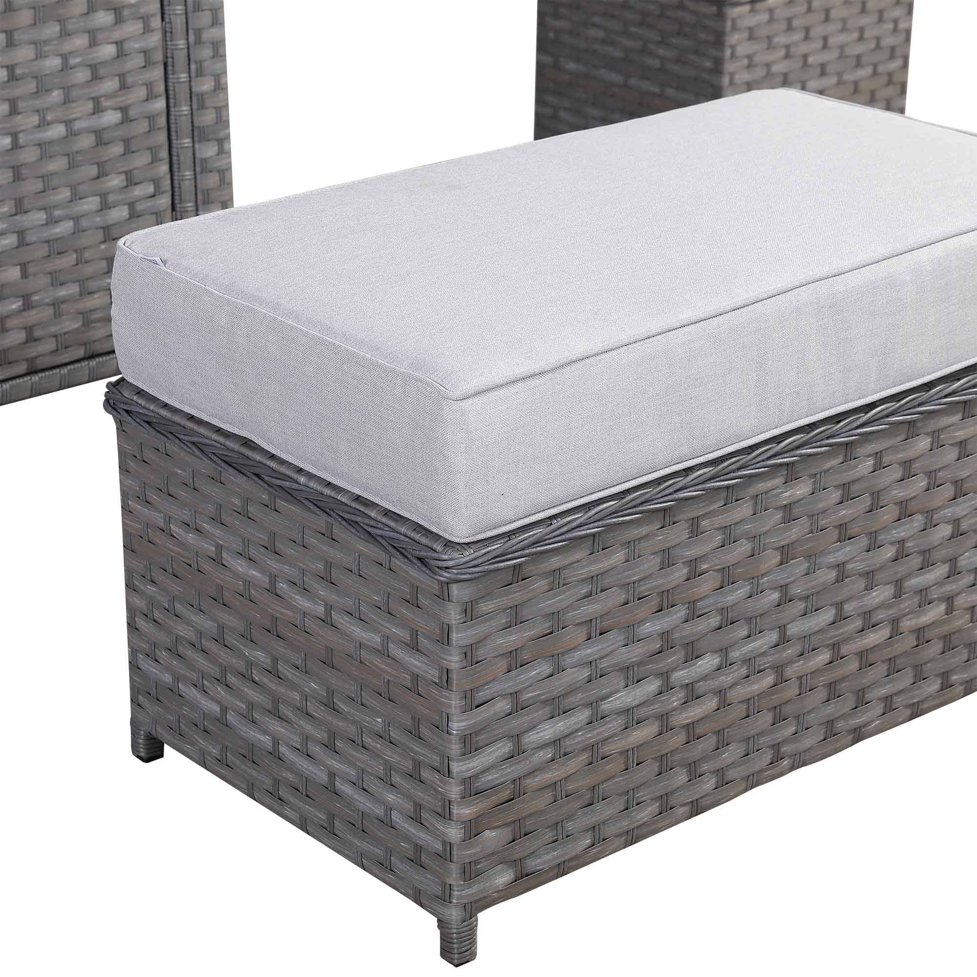 Catalina Range Modular Corner Sofa Set with Fire Pit Table in Large Grey Rattan