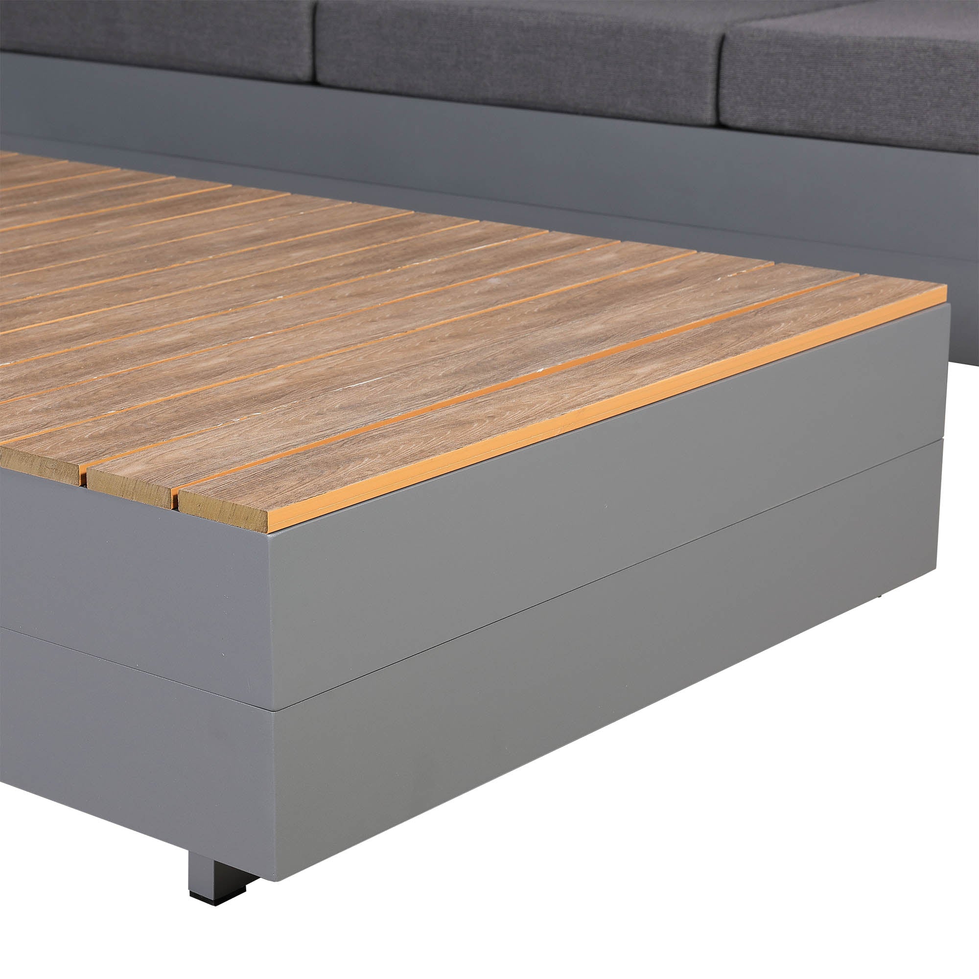 Titan Range Aluminium L-Shape Corner Sofa Set with Wood Top Coffee Table