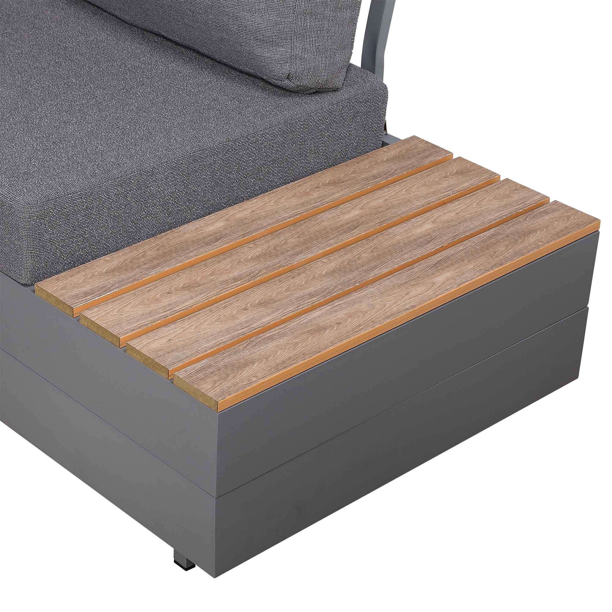 Titan Range Aluminium L-Shape Corner Sofa Set with Wood Top Coffee Table