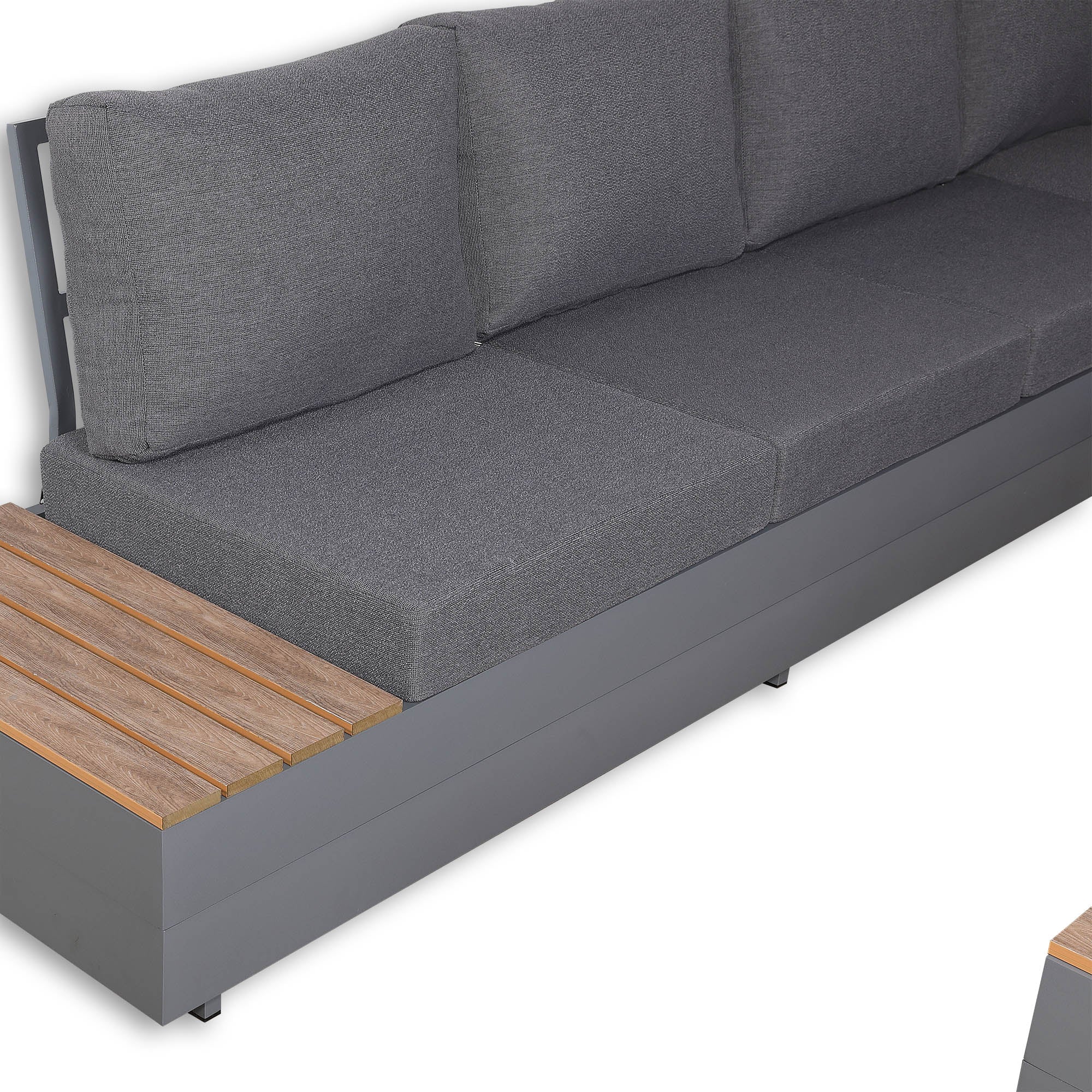 Titan Range Aluminium L-Shape Corner Sofa Set with Wood Top Coffee Table