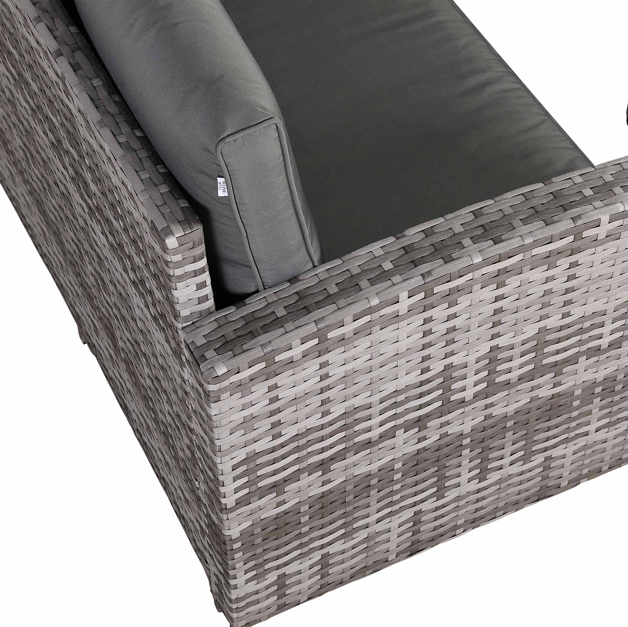 IN STOCK |Florida Elite Outdoor 6-Seater High Back Rattan Corner Sofa Set | Rising Dining Table, Footstool & Grey Cushions