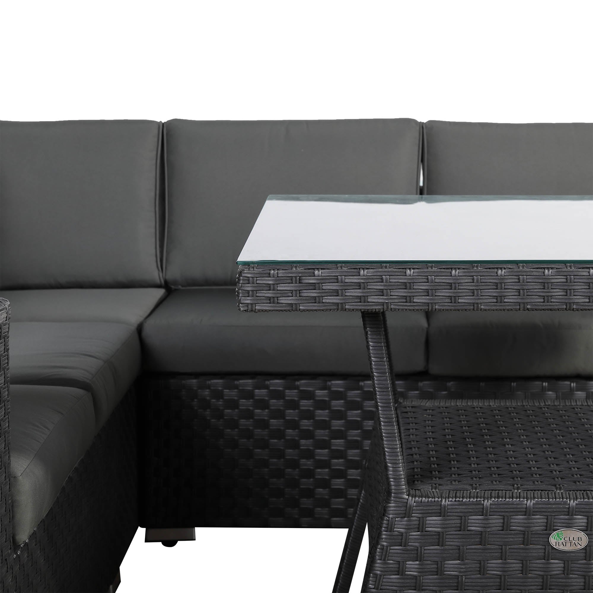 IN STOCK | Bath 7-Seater Rattan Corner Sofa Dining Set | All-Weather Patio Sectional with Dining Table & Footstools