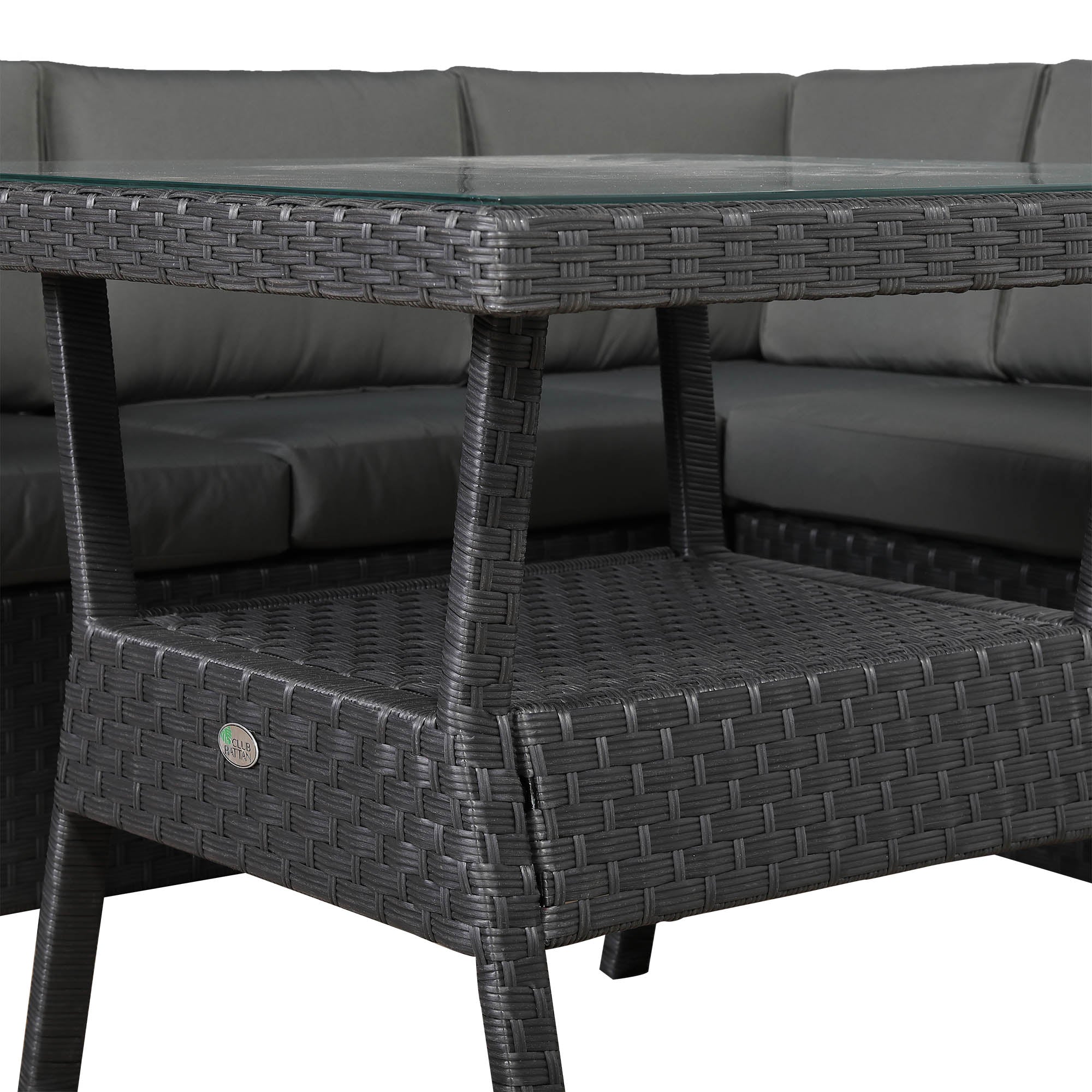 IN STOCK | Bath 7-Seater Rattan Corner Sofa Dining Set | All-Weather Patio Sectional with Dining Table & Footstools