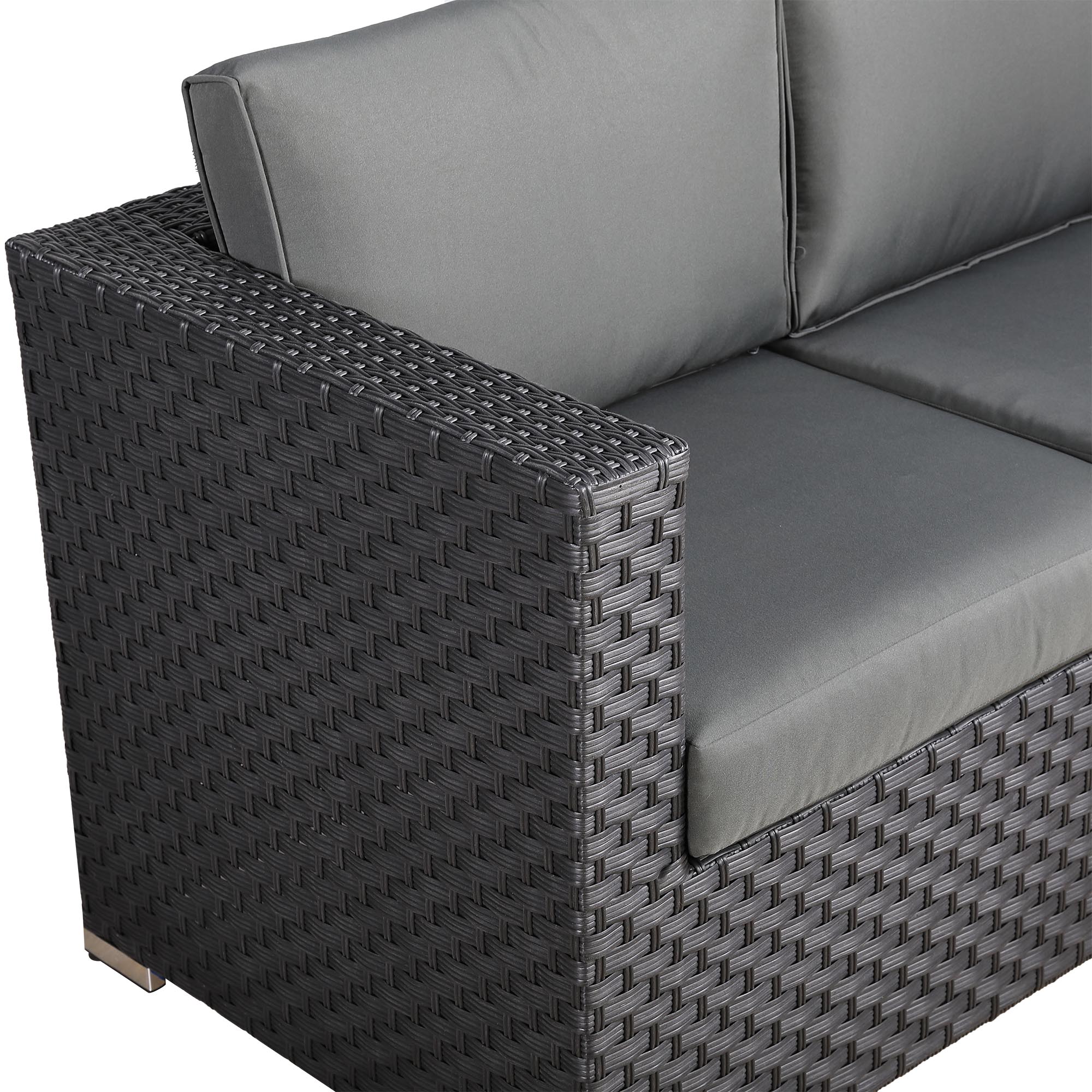 IN STOCK | Bath 7-Seater Rattan Corner Sofa Dining Set | All-Weather Patio Sectional with Dining Table & Footstools