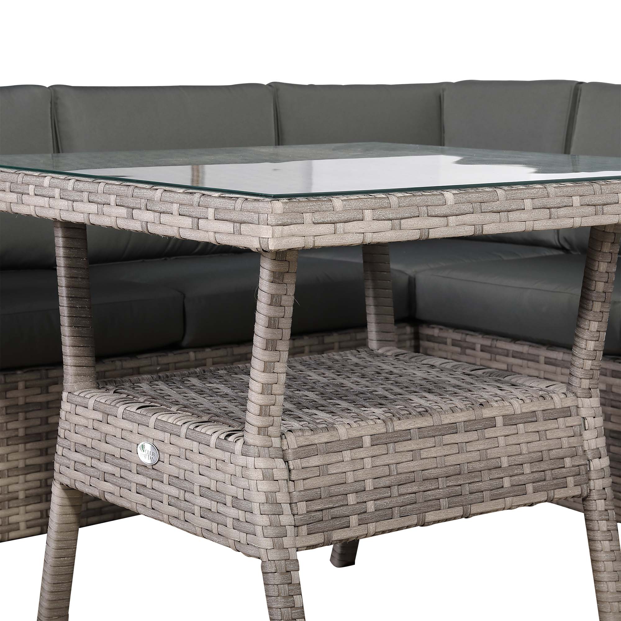 IN STOCK | Bristol 7-Seater Rattan Corner Sofa Dining Set | All-Weather Patio Sectional with Dining Table & Footstools