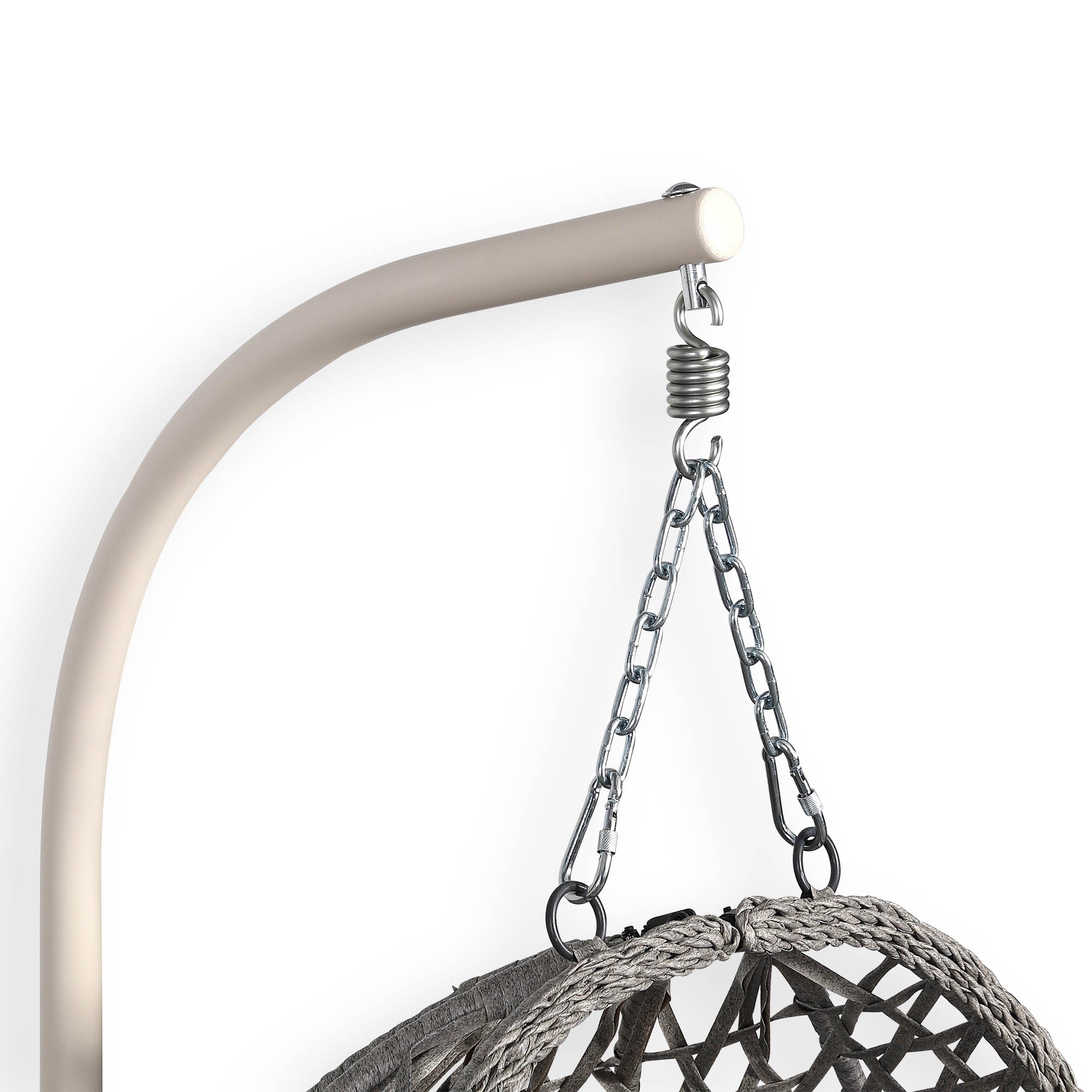 Nest Hanging Egg Swing Chair with Stand, Thick Showerproof Cushions, for Living Room,Balcony or Outdoor, Grey Weave & Beige Stand(RR-EC-01)