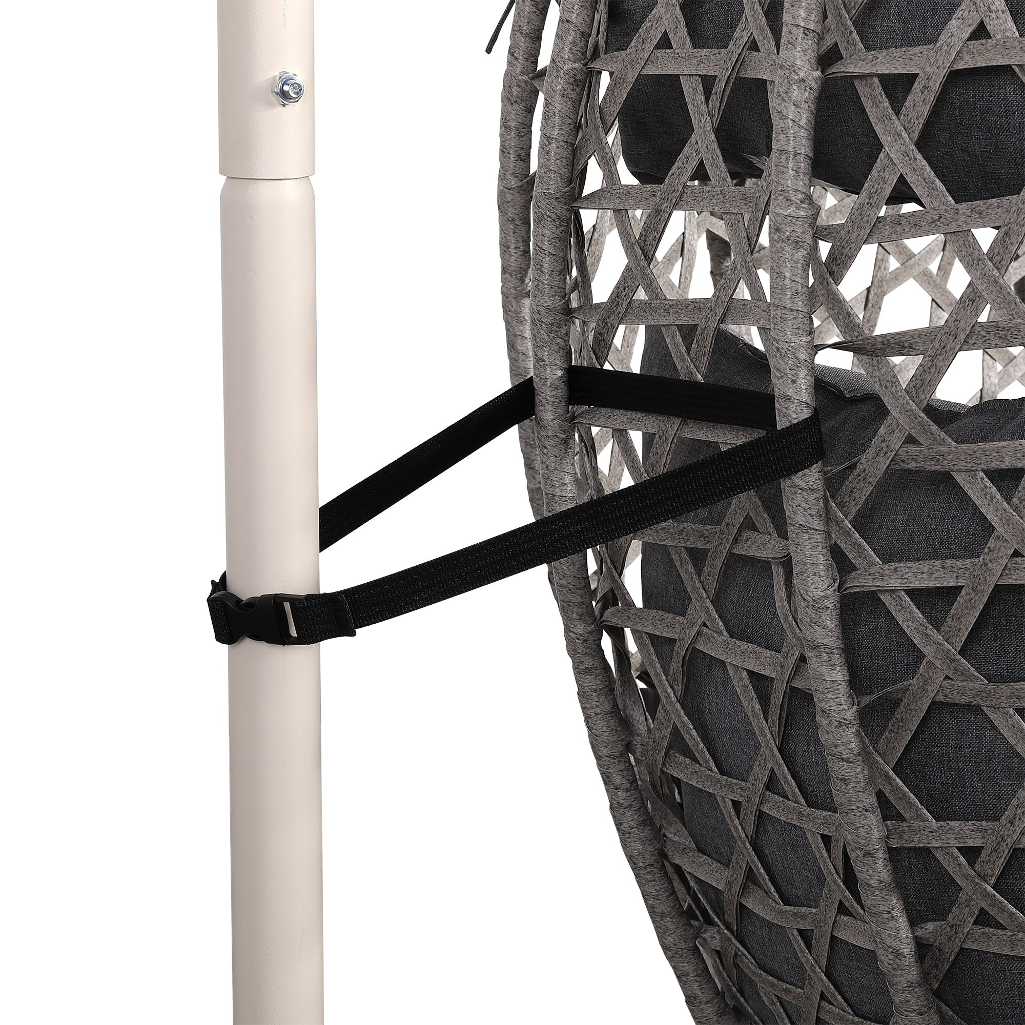 Nest Hanging Egg Swing Chair with Stand, Thick Showerproof Cushions, for Living Room,Balcony or Outdoor, Grey Weave & Beige Stand(RR-EC-01)