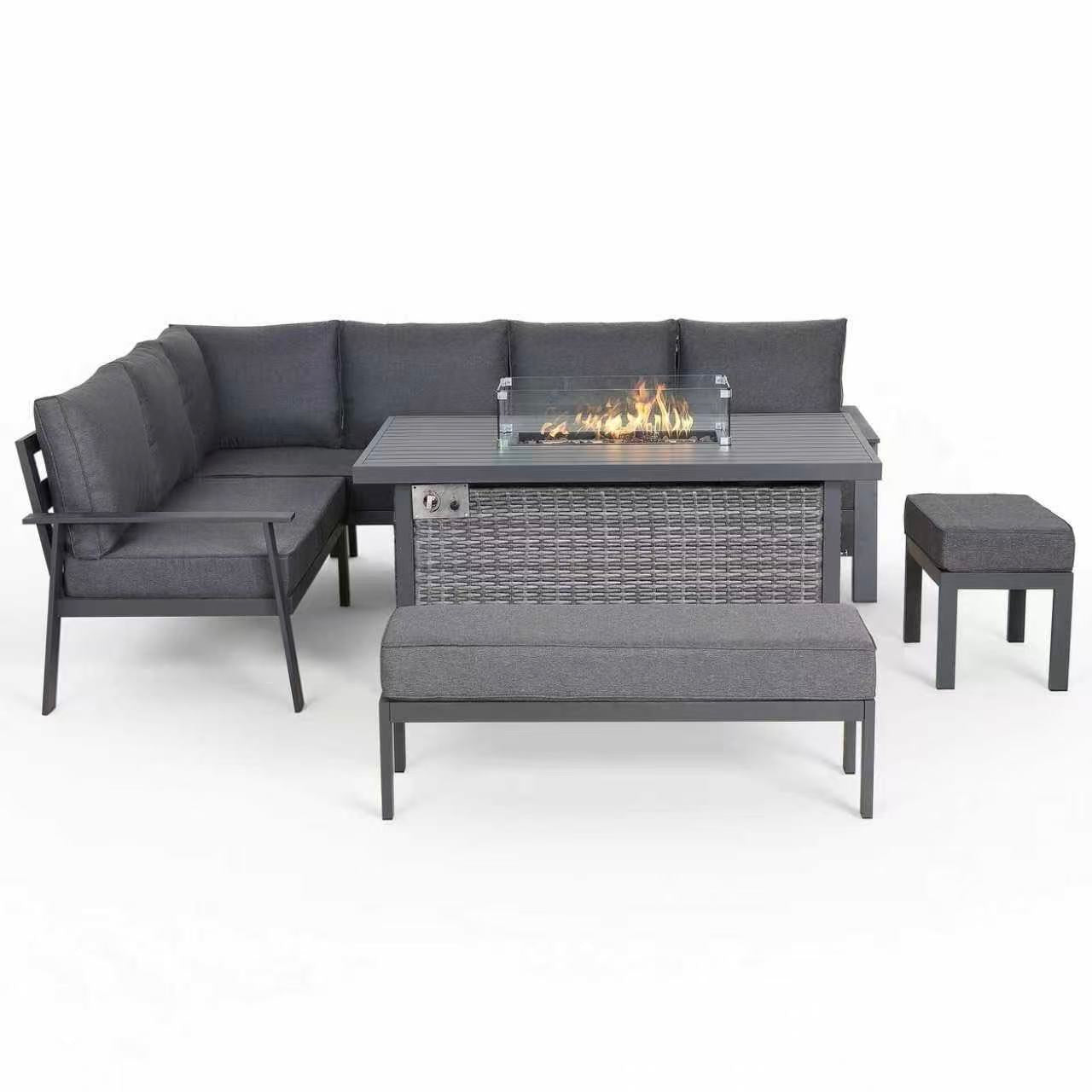 Titan Range High Back Left Hand Corner Sofa Set with Fire Pit Table