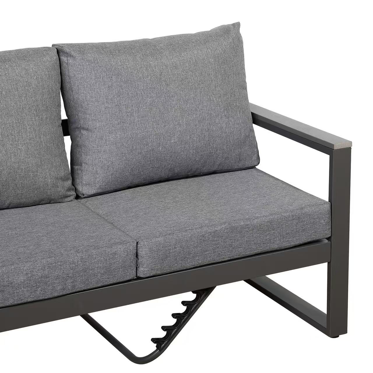 Dune Range LHF Corner Set Charcoal Aluminium Frame With Charcoal Cushions