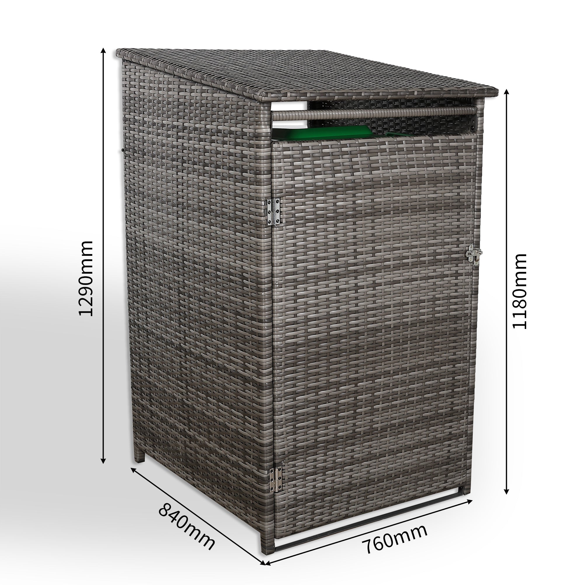 Nest wheelie bin shed / store in Grey Rattan Weave (WBS-1G)