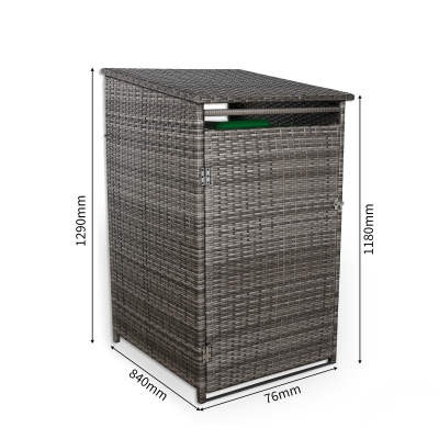 Nest wheelie bin shed / store in Grey Rattan Weave (WBS-1G)