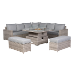 Aurora Range Large Round Corner Sofa Set with Fire Pit Rising Table