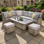 Havana High Back Left Hand Corner Sofa Set with Fire Pit Rising Table