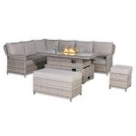 Havana Range  High Back Left Hand Corner Sofa Set with Fire Pit Rising Table