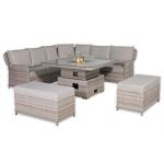 Havana Range Round Corner Sofa Set with Fire Pit Rising Table