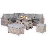 Aurora Range High Back Left Hand Corner Sofa Set with Fire Pit Rising Table