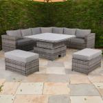 AURORA Large Round Corner Sofa Set with Fire Pit Rising Table