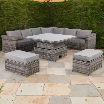 AURORA Large Round Corner Sofa Set with Fire Pit Rising Table