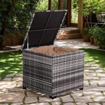 Dario Range Square Storage Box in Grey Rattan Weave