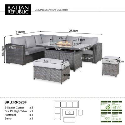 Catalina Range Modular Corner Sofa Set with Fire Pit Table