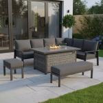 Titan Range High Back Right Hand Corner Sofa Set with Fire Pit Table
