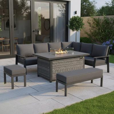 Titan Range High Back Right Hand Corner Sofa Set with Fire Pit Table