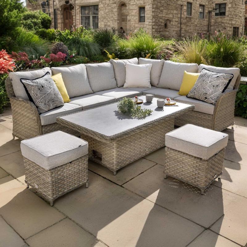 Havana High Back Right Hand Corner Sofa Set with Rising Table