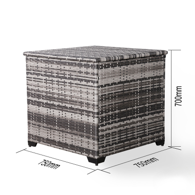 Dario Range Square Storage Box in Grey Rattan Weave