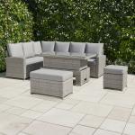 Monaco Range Left Hand Corner Sofa Set with Rising Table in Light Grey Weave