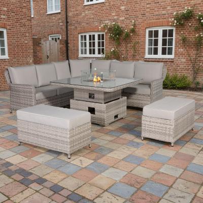 Havana Range Round Corner Sofa Set with Fire Pit Rising Table