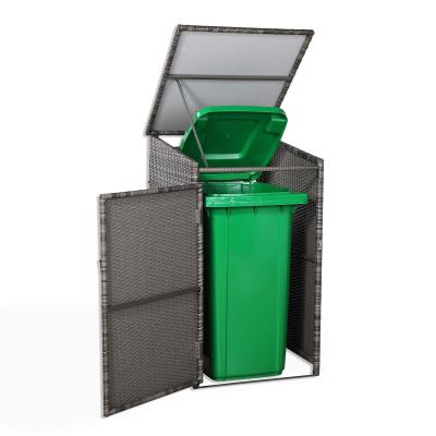 Nest wheelie bin shed / store in Grey Rattan Weave (WBS-1G)