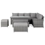 Monaco Range Right Hand Corner Sofa Set with Rising Table in Dark Grey Weave