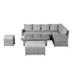 Monaco Range Right Hand Corner Sofa Set with Rising Table in Dark Grey Weave
