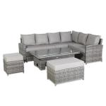 Monaco Range Right Hand Corner Sofa Set with Rising Table in Dark Grey Weave