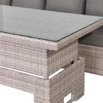 Monaco Range Right Hand Corner Sofa Set with Rising Table in Beige Grey Weave