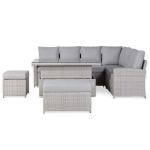Monaco Range Right Hand Corner Sofa Set with Rising Table in Light Grey Weave