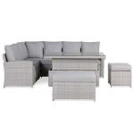 Monaco Range Left Hand Corner Sofa Set with Rising Table in Light Grey Weave