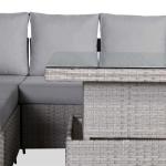 Monaco Range Right Hand Corner Sofa Set with Rising Table in Light Grey Weave
