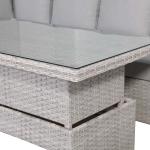 Monaco Range Right Hand Corner Sofa Set with Rising Table in Light Grey Weave