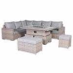 Aurora Range High Back Left Hand Corner Sofa Set with Fire Pit Rising Table