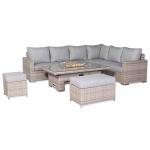 Aurora Range High Back Right Hand Corner Sofa Set with Fire Pit Rising Table