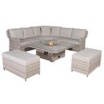 Havana Range Round Corner Sofa Set with Fire Pit Rising Table