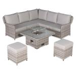 Havana Range Square Corner Sofa Set with Fire Pit Rising Table